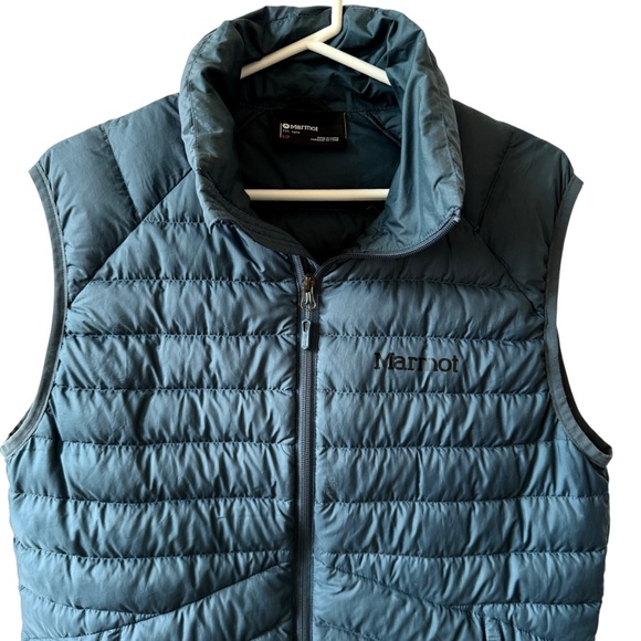 MARMOT DUCK DOWN QUILTED PUFFER VEST MENS SM TEAL ACTIVE OUTDOORS PERFORMANCE - Picture 3 of 13